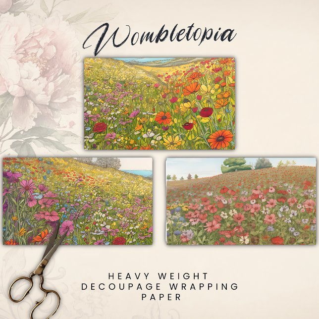 Summer Wildflower Fields | Heavyweight Decoupage  Wrapping Paper Sheet (Creator Uploaded)