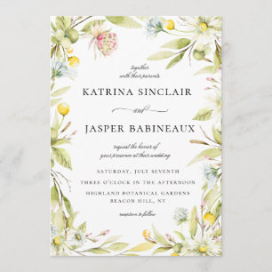Summer Wildflower Floral Frame Wedding Invitation