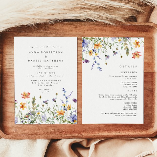 Summer Wildflower Garden All-in-One Wedding Invitation (Creator Uploaded)