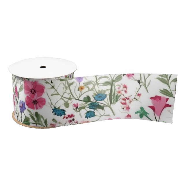 Summer Wildflower Garden Satin Ribbon (Spool)