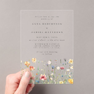 Summer Wildflower Garden Wedding Acrylic Invitations