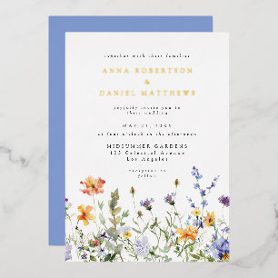 Summer Wildflower Garden Wedding Foil Invitation