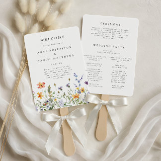 Summer Wildflower Garden Wedding Hand Fan