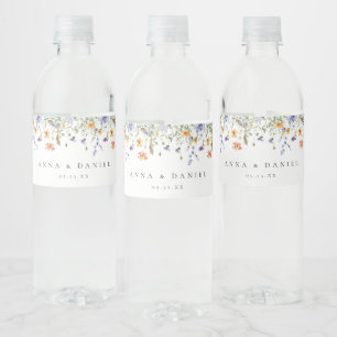 Summer Wildflower Garden Wedding Water Bottle Label