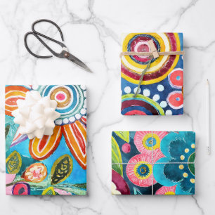 Summer Wildflower Mix Pattern Wrapping Paper Sheet