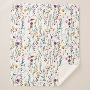 Summer Wildflower Pattern Sherpa Blanket