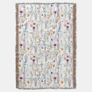 Summer Wildflower Pattern Throw Blanket
