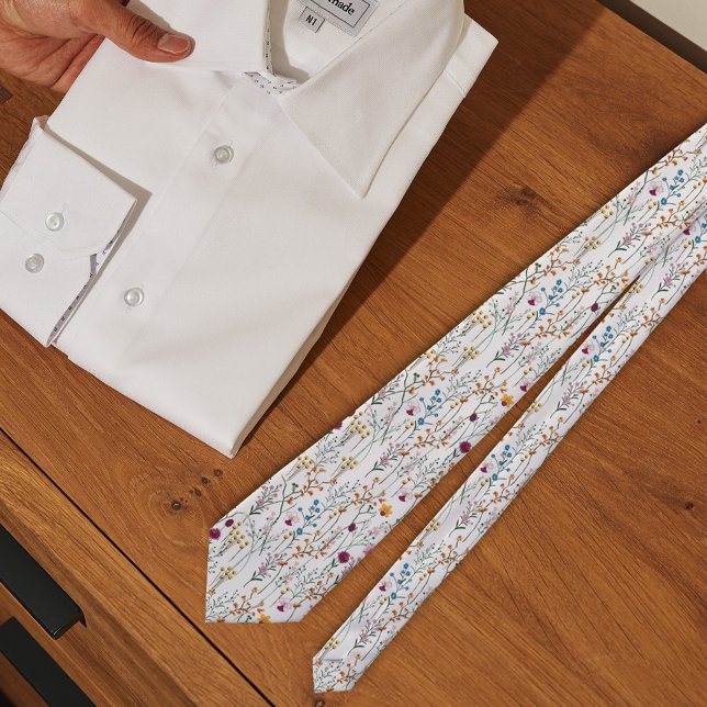 Summer Wildflower Pattern Tie (Tie next to shirt)