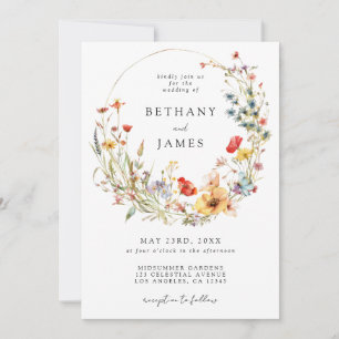 Summer Wildflower QR Code Wedding Invitation