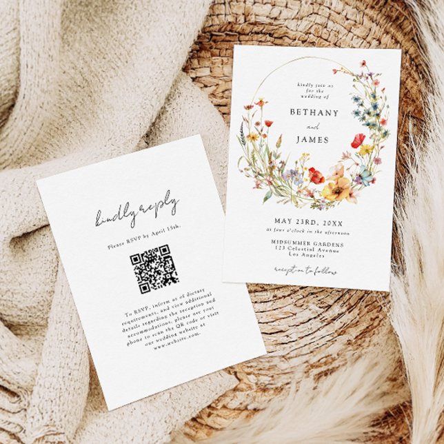 Summer Wildflower QR Code Wedding Invitation (Creator Uploaded)