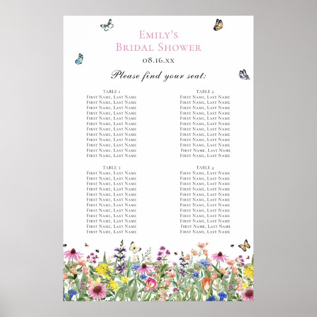 Summer Wildflower Seating Chart (Front)