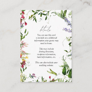 Summer Wildflower Watercolor Wedding Details Enclosure Card