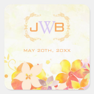 Summer Wildflower Wedding Favour Square Sticker