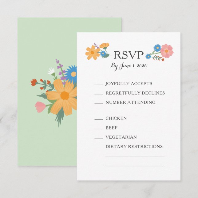 Summer Wildflower Wedding RSVP Card (Front/Back)