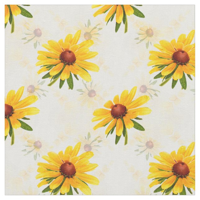 Summer Wildflower - Yellow Black-Eyed Susan Photo Fabric (Close Up)