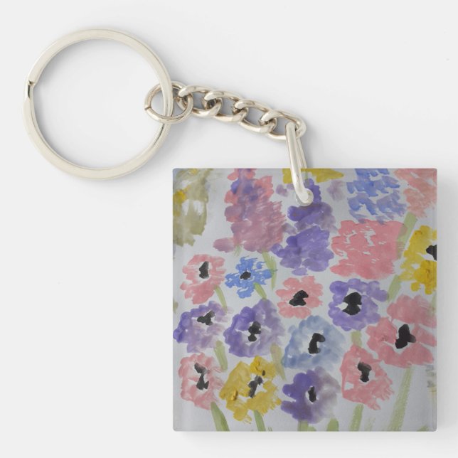 Summer Wildflowers Acrylic Key Ring (Front)