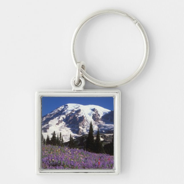summer wildflowers at the base of Mount Rainier, 2 Key Ring (Front)