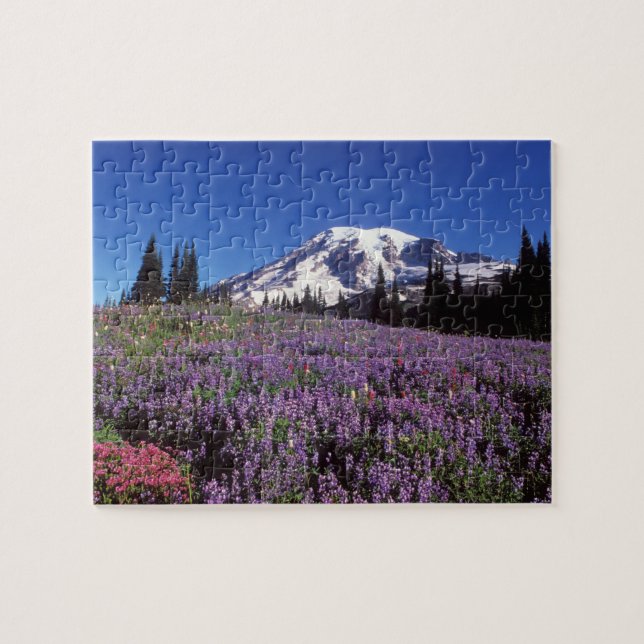 summer wildflowers at the base of Mount Rainier, Jigsaw Puzzle (Horizontal)