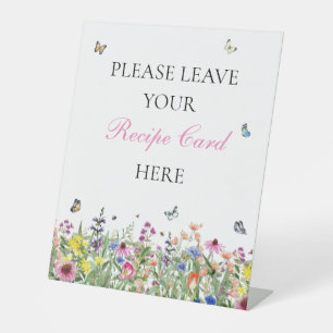 Summer Wildflowers & Butterflies Recipe Card Pedestal Sign