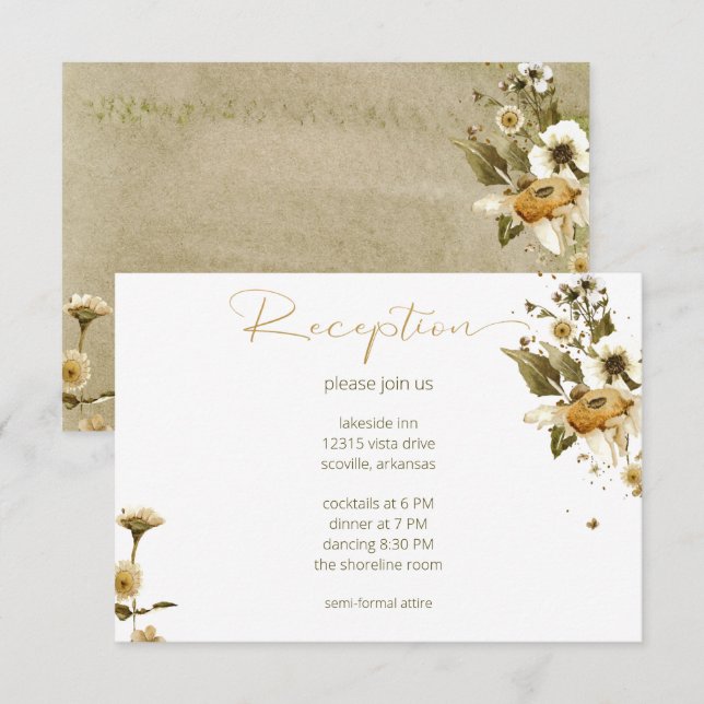 Summer Wildflowers & Daisies Reception Wedding Enclosure Card (Front/Back)
