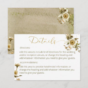Summer Wildflowers & Daisies Wedding Details Card