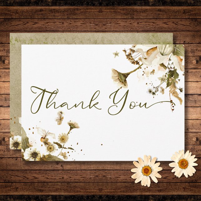 Summer Wildflowers & Daisies Wedding Thank You Card (Summer Wildflowers & Daisies Wedding Thank You Card)