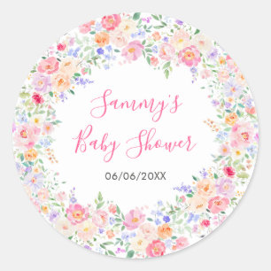 Summer Wildflowers Floral Baby Shower Classic Round Sticker