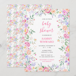 Summer Wildflowers Floral Baby Shower  Invitation