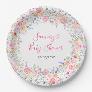 Summer Wildflowers Floral Baby Shower  Paper Plate