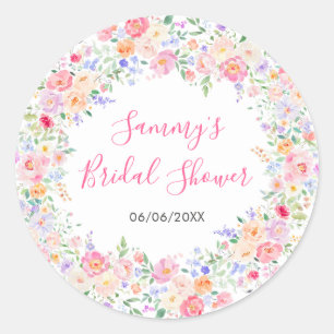 Summer Wildflowers Floral Bridal Shower Classic Round Sticker
