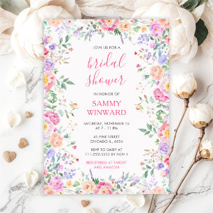 Summer Wildflowers Floral Bridal Shower  Invitation
