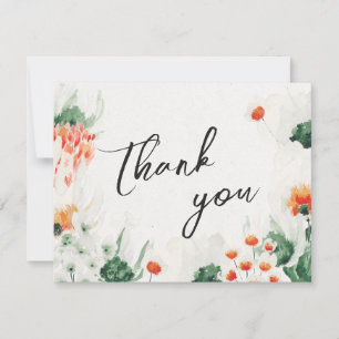 Summer wildflowers greenery photo wedding thank you card