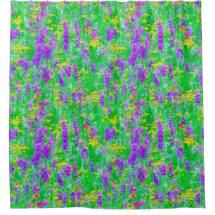 Summer Wildflowers in a Green Field Shower Curtain