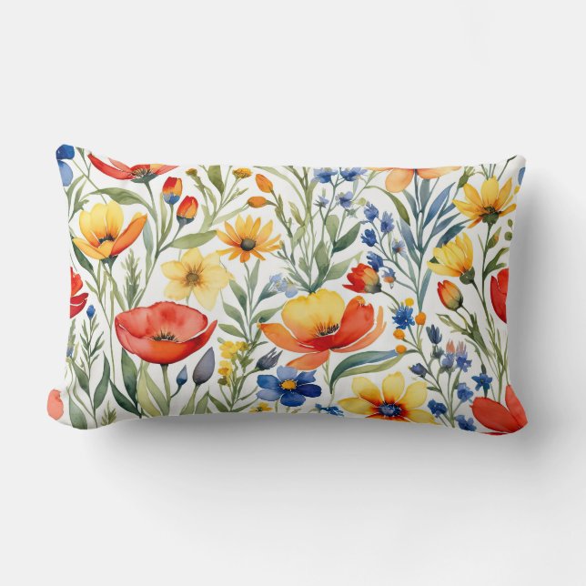 Summer Wildflowers Lumbar Cushion (Front)