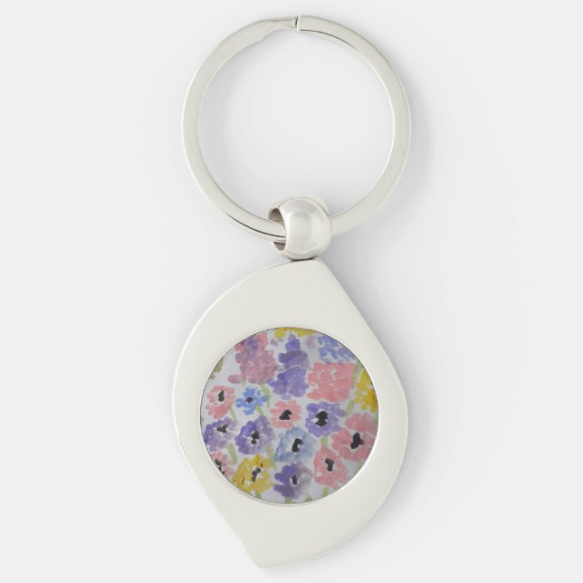 Summer Wildflowers Metal Key Ring (Front)