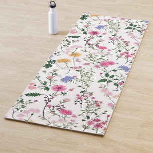 Summer Wildflowers on White Yoga Mat