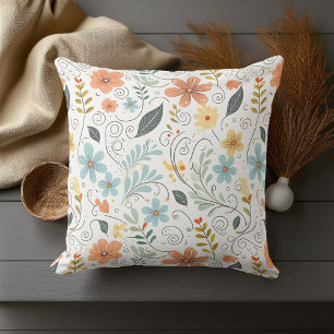 Summer Wildflowers & Swirls ID1064 Cushion