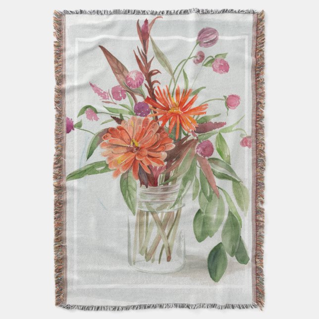 Summer Wildflowers Throw Blanket (Front Vertical)