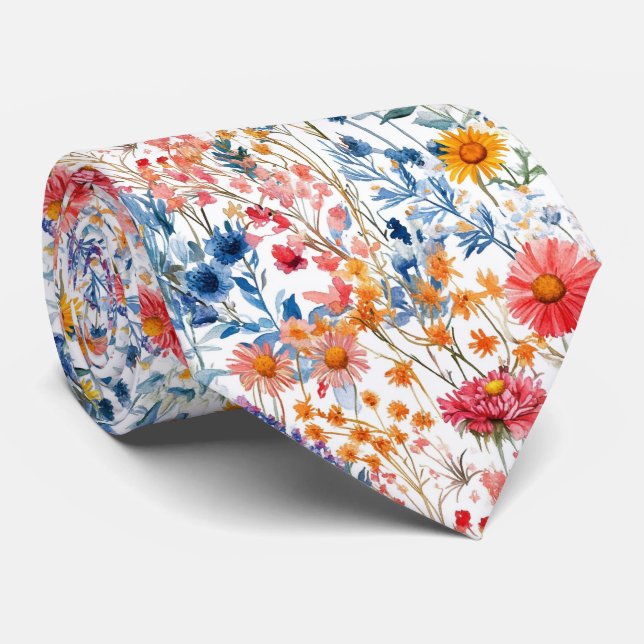 Summer Wildflowers Tie (Rolled)