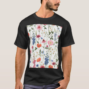 Summer wildflowers, watercolor seamless pattern. T-Shirt