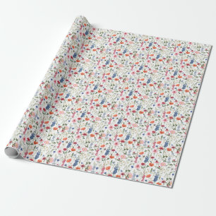 Summer wildflowers, watercolor seamless pattern. wrapping paper