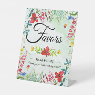 Summer Wildflowers Wedding Favours Pedestal Sign