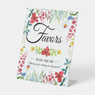 Summer Wildflowers Wedding Favours Pedestal Sign