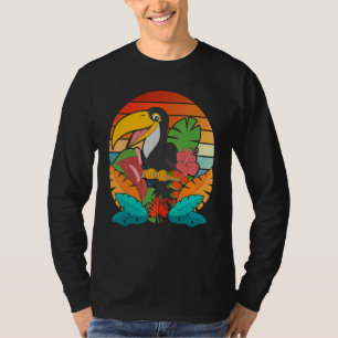 Summer Wildlife Animal Tropical Flower Leaves Retr T-Shirt