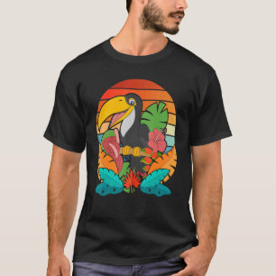 Summer Wildlife Animal Tropical Flower Leaves Retr T-Shirt