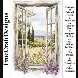 Summer Window & Lavender & Trees AN7 Decoupage Tissue Paper