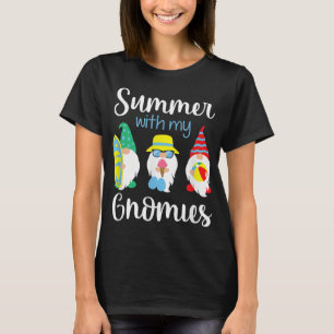 Summer With My Gnomies Cute Garden Gnomes Family V T-Shirt