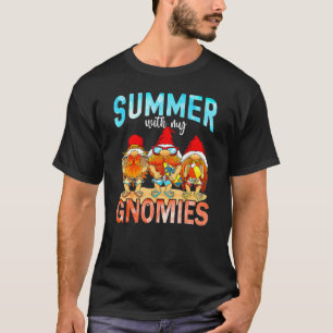 Summer With My Gnomies Cute Garden Gnomes Family V T-Shirt