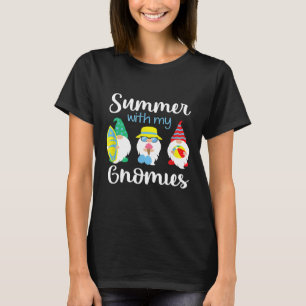 Summer With My Gnomies Cute Garden Gnomes Family V T-Shirt