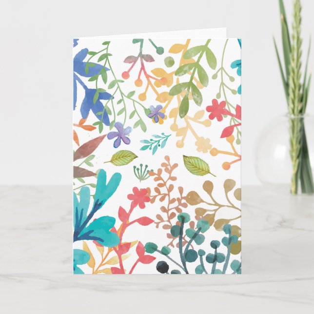 Summer Woodland Watercolor Greeting Card (Front)